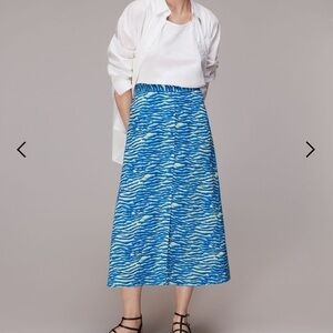 Whistles Seafoam Button Front
Skirt Blue/Multi New Size 14